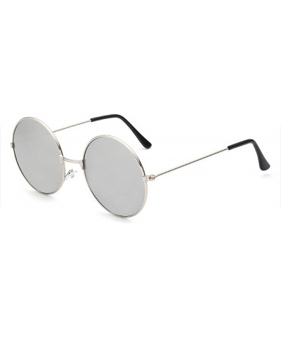 Square Vintage Round Gold Sunglasses Female Male Black Mirror Eyewear Sun Glasses Women Men Er UV400 - Whie Silver - CB199C8A...