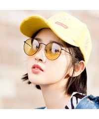 Round Retro Round Sunglasses Women Er Red Yellow Sun Glasses Alloy Frame Mirror Sunglass Female Shades - Red - CH198AHNY36 $3...