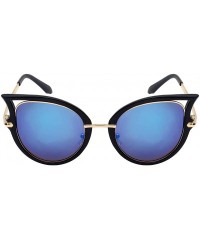 Cat Eye Chic Cut-Out Cat Eye Sunnies With Color Mirror Lens 32163-REV - Black - CG12IK3V2MP $8.29