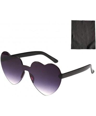Rimless Women's Sunglasses Heart Shaped Rimless Sunglasses Transparent Candy Color Frameless Glasses Party Sunglasses - K - C...