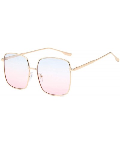 Square Retro Oversized Sunglasses for Women Square Metal Frame Non Polarized Lenses - A3 Blue-pink(sunglasses) - CS18NQZ2CDY ...