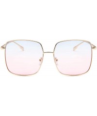 Square Retro Oversized Sunglasses for Women Square Metal Frame Non Polarized Lenses - A3 Blue-pink(sunglasses) - CS18NQZ2CDY ...