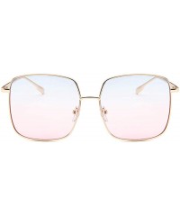 Square Retro Oversized Sunglasses for Women Square Metal Frame Non Polarized Lenses - A3 Blue-pink(sunglasses) - CS18NQZ2CDY ...