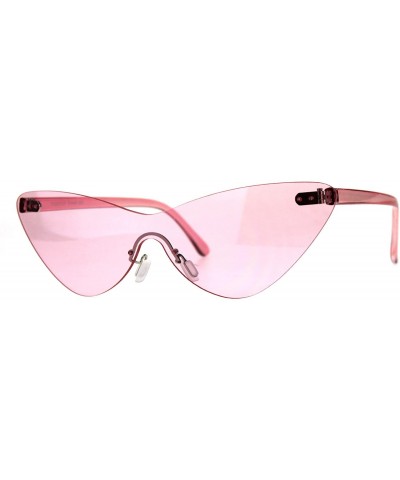 Rimless Rimless Cateye Sunglasses Womens Thin Monoblock Translucent Frame UV400 - Pink - CR18DKO682E $22.81