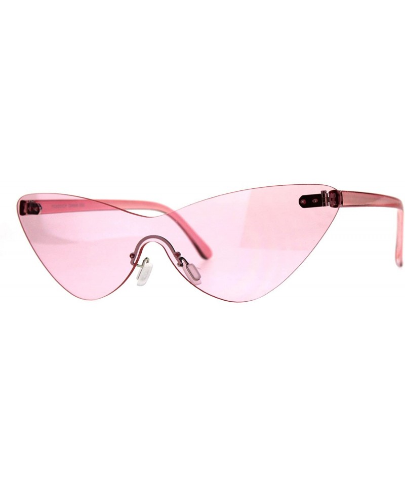 Rimless Rimless Cateye Sunglasses Womens Thin Monoblock Translucent Frame UV400 - Pink - CR18DKO682E $10.37