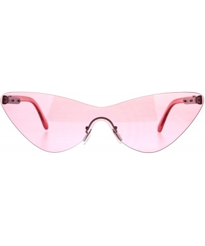 Rimless Rimless Cateye Sunglasses Womens Thin Monoblock Translucent Frame UV400 - Pink - CR18DKO682E $10.37