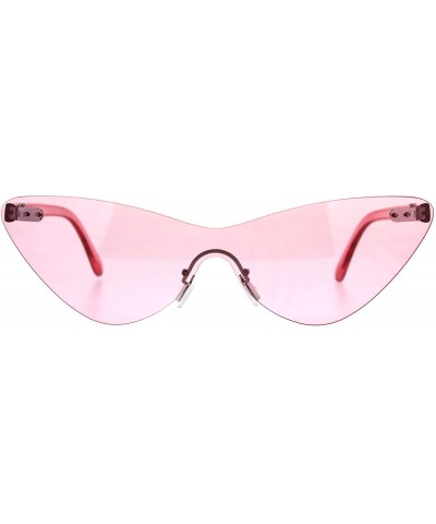 Rimless Rimless Cateye Sunglasses Womens Thin Monoblock Translucent Frame UV400 - Pink - CR18DKO682E $10.37