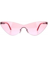 Rimless Rimless Cateye Sunglasses Womens Thin Monoblock Translucent Frame UV400 - Pink - CR18DKO682E $10.37