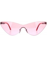 Rimless Rimless Cateye Sunglasses Womens Thin Monoblock Translucent Frame UV400 - Pink - CR18DKO682E $10.37