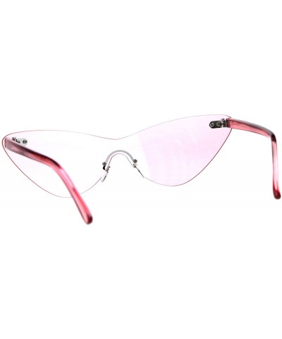 Rimless Rimless Cateye Sunglasses Womens Thin Monoblock Translucent Frame UV400 - Pink - CR18DKO682E $10.37