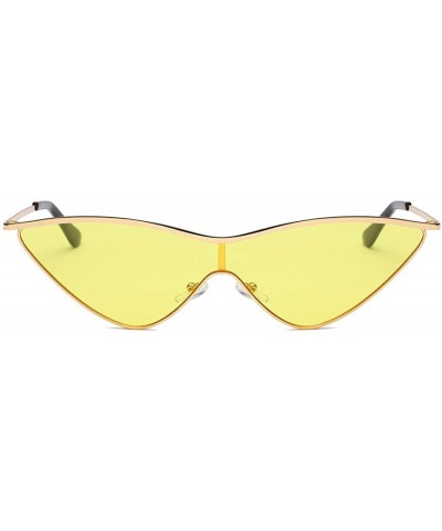 Rimless Thin Metal Frame Small Tinted Cat Eye Sunglasses for Women Narrow Clout Goggles Metal Frame - B - CN196QSLUSZ $16.10
