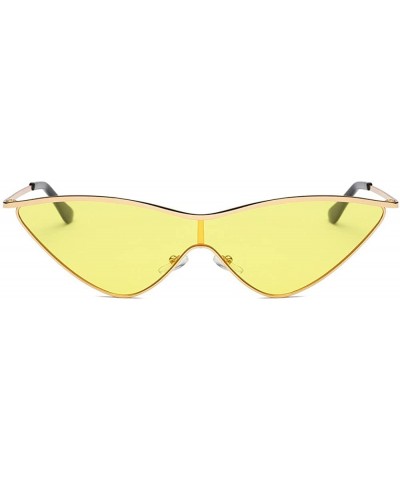 Rimless Thin Metal Frame Small Tinted Cat Eye Sunglasses for Women Narrow Clout Goggles Metal Frame - B - CN196QSLUSZ $10.59