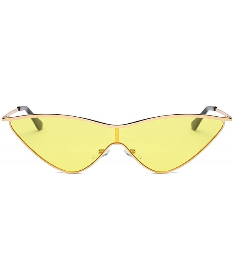 Rimless Thin Metal Frame Small Tinted Cat Eye Sunglasses for Women Narrow Clout Goggles Metal Frame - B - CN196QSLUSZ $10.59