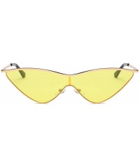 Rimless Thin Metal Frame Small Tinted Cat Eye Sunglasses for Women Narrow Clout Goggles Metal Frame - B - CN196QSLUSZ $10.59