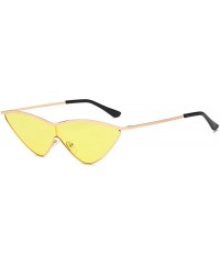 Rimless Thin Metal Frame Small Tinted Cat Eye Sunglasses for Women Narrow Clout Goggles Metal Frame - B - CN196QSLUSZ $10.59