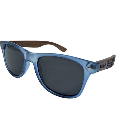 Wayfarer Wood Polarized Sunglasses For Men & Women Wayfarer Shades Bamboo Case - Transparent Blue - CY1843KDCAH $29.63