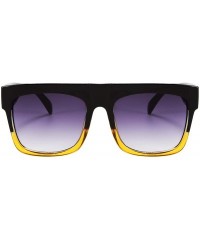 Square Oversized Retro Sunglasses Women Flat Top Square Frame Designer Shades - Black and Leopard Frame/Brown Lens - CQ18WGA0...