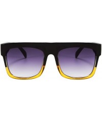 Square Oversized Retro Sunglasses Women Flat Top Square Frame Designer Shades - Black and Leopard Frame/Brown Lens - CQ18WGA0...