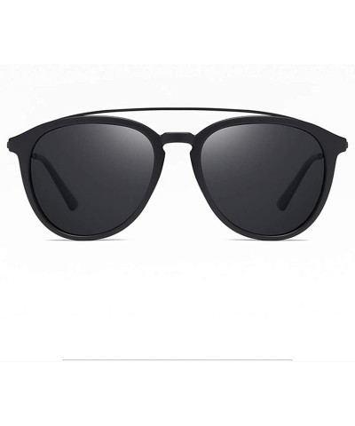 Round Unisex Round Polarized Sunglasses for Men Women Double Bridge Frame UV400 Protection 8065 - Matte Black - CJ1962YRHY9 $...