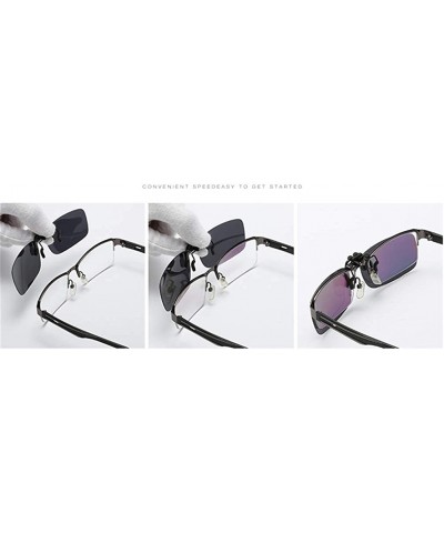 Rectangular Clip On Sunglasses Mens/Womens Flip-Up Polarised Sun Lenses For Driving/Fishing - Color3 - CV18OXKWOKQ $9.04