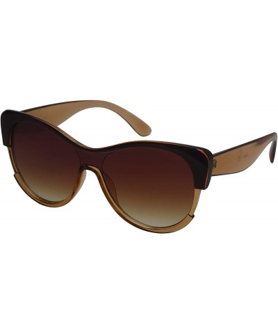 Shield Mono Shield Cateye Sunglasses for Women One-piece Flat Lens 55702TT-FLFM - CX18I54979I $18.06