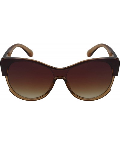 Shield Mono Shield Cateye Sunglasses for Women One-piece Flat Lens 55702TT-FLFM - CX18I54979I $8.79