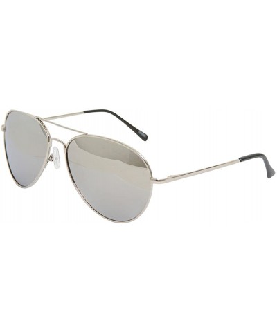 Aviator Classic Premium Silver Mirror Lens Aviator Sunglasses + Free Micro Case - CR11JGRA5YP $19.39