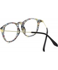 Round Fashion Horn Rimmed Keyhole Metal Temple UV400 Clear Lens Glasses - Mixed B - CN17Z39KMAT $9.53