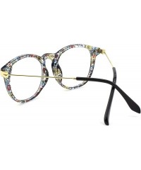 Round Fashion Horn Rimmed Keyhole Metal Temple UV400 Clear Lens Glasses - Mixed B - CN17Z39KMAT $9.53