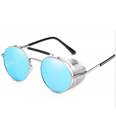 Round Retro Round Steampunk Sunglasses Men Women Side Shield Goggles Metal Frame Gothic Mirror Lens Sun Glasses - CB197A3IN7L...