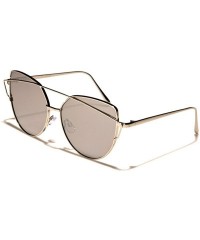 Cat Eye Modern Womens Mirrored Lens Cat Eye Sunglasses - Silver Chrome - CD18ECEKKW6 $12.19