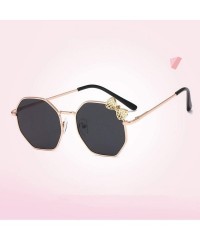 Round 2020 New Fashion Sunglasses Girls Bow Metal Sun Glasses Kids Polygon Trend - Black - C3197A2OX45 $13.81