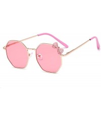 Round 2020 New Fashion Sunglasses Girls Bow Metal Sun Glasses Kids Polygon Trend - Black - C3197A2OX45 $13.81