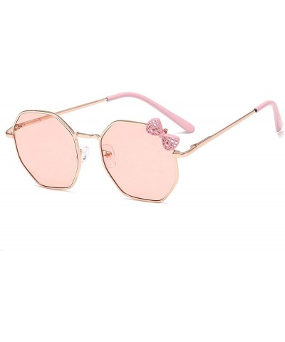 Round 2020 New Fashion Sunglasses Girls Bow Metal Sun Glasses Kids Polygon Trend - Black - C3197A2OX45 $13.81