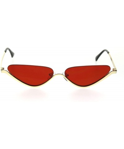 Cat Eye Womens Upside Down Half Rim Cat Eye Retro Sunglasses - Gold Red - CQ18RZZK8NR $22.91