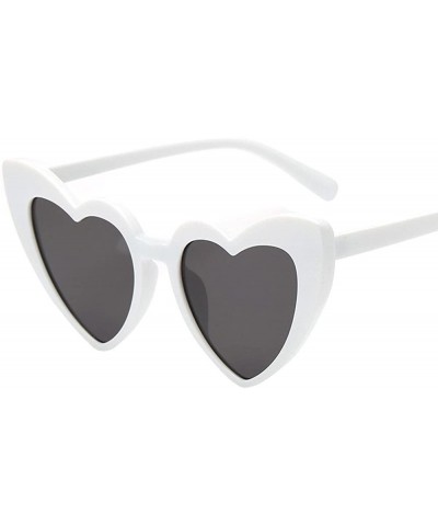 Oval Women Retro Fashion Heart-shaped Shades Sunglasses Integrated UV Glasses - A - C018UL7RR76 $17.20