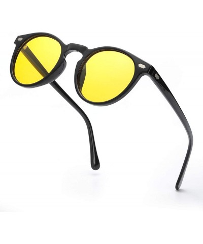 Round Night-driving Glasses for Men Women - Anti-Glare Polarized Yellow Lens Night-vision Glasses for Driving - CT18UYCM3GR $...