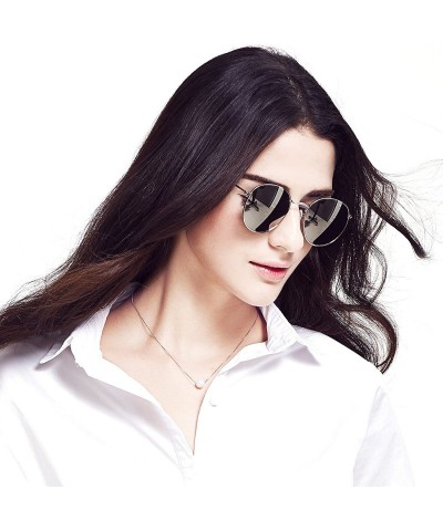 Round Classic Retro Metal Frame Round Circle Mirrored Sunglasses Men Women Glasses 3447 - Silver Glass - CC12EWYMPOF $15.86