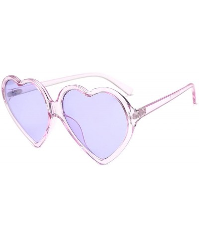 Rimless Women Heart Shaped Rimless Sunglasses Transparent Candy Color Eyewear Party Glasses (Purple) - CR196H4CLY4 $17.20