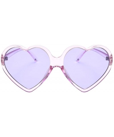 Rimless Women Heart Shaped Rimless Sunglasses Transparent Candy Color Eyewear Party Glasses (Purple) - CR196H4CLY4 $9.28
