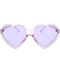 Rimless Women Heart Shaped Rimless Sunglasses Transparent Candy Color Eyewear Party Glasses (Purple) - CR196H4CLY4 $9.28