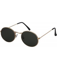 Oval Small Retro Inspired Oval Round Women Sunglasses Flat Lens 5145-FLAP - Gold Frame/Green Lens - C018GWI085X $11.75