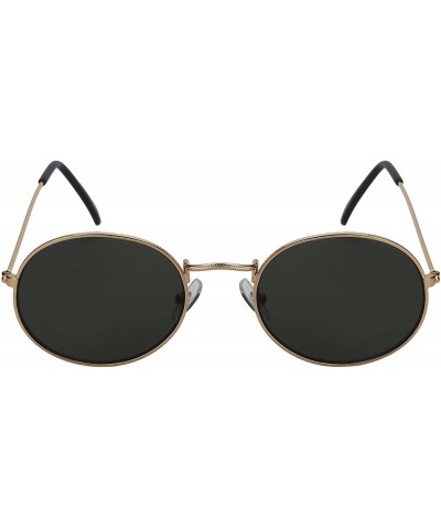 Oval Small Retro Inspired Oval Round Women Sunglasses Flat Lens 5145-FLAP - Gold Frame/Green Lens - C018GWI085X $11.75