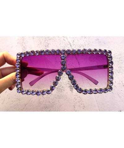 Square Sunglasses Women Oversized Square Crystal Brand Designer - B - CV18RS66929 $13.87