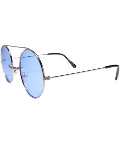 Round Classic Retro Hip Style Round Sunglasses - Blue - CT18WGDM3SC $14.05