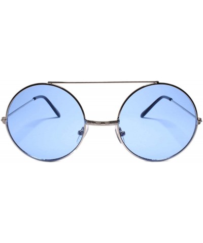 Round Classic Retro Hip Style Round Sunglasses - Blue - CT18WGDM3SC $14.05