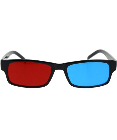 Rectangular Black Anaglyphic Red Blue Cyan Stereoscopic Lens 3D Glasses - Blue Left Red Right - CY18ORWAN83 $19.35