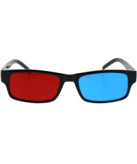 Rectangular Black Anaglyphic Red Blue Cyan Stereoscopic Lens 3D Glasses - Blue Left Red Right - CY18ORWAN83 $19.62