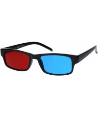 Rectangular Black Anaglyphic Red Blue Cyan Stereoscopic Lens 3D Glasses - Blue Left Red Right - CY18ORWAN83 $11.13