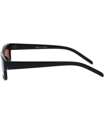 Rectangular Black Anaglyphic Red Blue Cyan Stereoscopic Lens 3D Glasses - Blue Left Red Right - CY18ORWAN83 $19.62